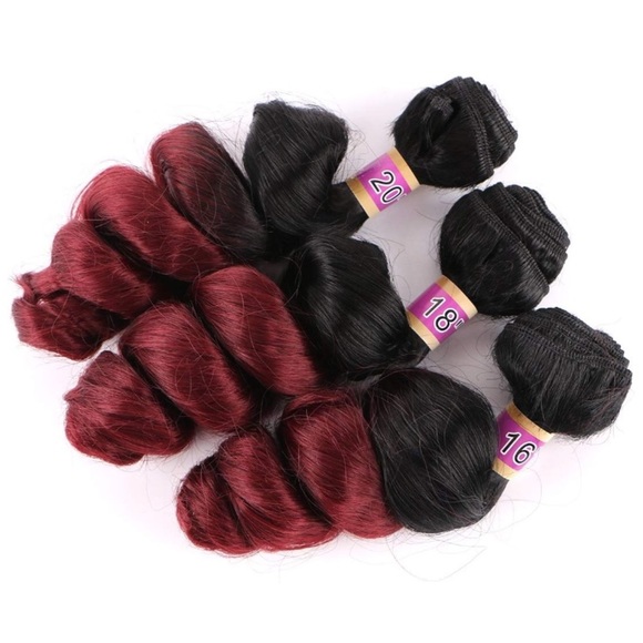 3 bundles of 2tone burgundy hair extensions *NWT*